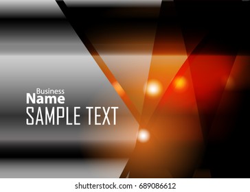 Orange abstract template for card or banner. Metal Background with waves and reflections. Business background, silver, illustration. Illustration of abstract background with a metallic element