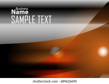 Orange abstract template for card or banner. Metal Background with waves and reflections. Business background, silver, illustration. Illustration of abstract background with a metallic element