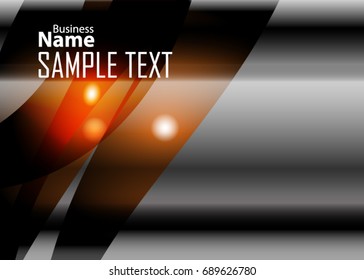 Orange abstract template for card or banner. Metal Background with waves and reflections. Business background, silver, illustration. Illustration of abstract background with a metallic element