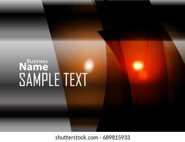 Orange abstract template for card or banner. Metal Background with waves and reflections. Business background, silver, illustration. Illustration of abstract background with a metallic element
