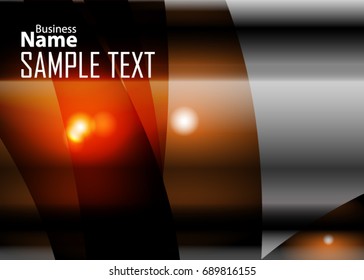 Orange abstract template for card or banner. Metal Background with waves and reflections. Business background, silver, illustration. Illustration of abstract background with a metallic element