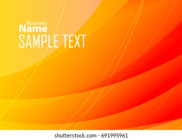Orange abstract template for card or banner. Metal Background with waves and reflections. Business background, silver, illustration. Illustration of abstract background with a metallic element