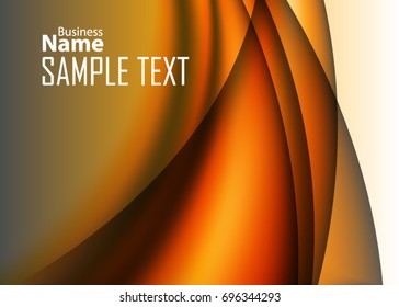 Orange abstract template for card or banner. Metal Background with waves and reflections. Business background, silver, illustration. Illustration of abstract background with a metallic element
