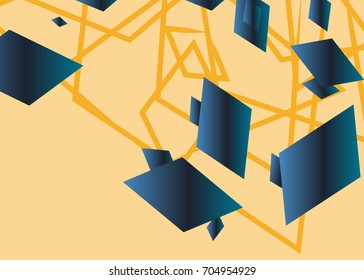 Orange abstract template for card or banner. Metal Background with waves and reflections. Business background, silver, illustration. Illustration of abstract background with a metallic element