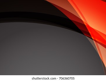 Orange abstract template for card or banner. Metal Background with waves and reflections. Business background, silver, illustration. Illustration of abstract background with a metallic element