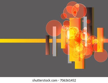 Orange abstract template for card or banner. Metal Background with waves and reflections. Business background, silver, illustration. Illustration of abstract background with a metallic element