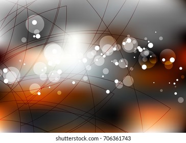 Orange abstract template for card or banner. Metal Background with waves and reflections. Business background, silver, illustration. Illustration of abstract background with a metallic element