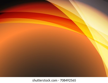 Orange abstract template for card or banner. Metal Background with waves and reflections. Business background, silver, illustration. Illustration of abstract background with a metallic element