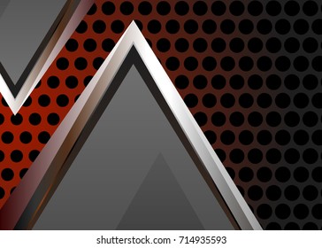 Orange abstract template for card or banner. Metal Background with waves and reflections. Business background, silver, illustration. Illustration of abstract background with a metallic element