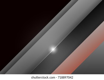 Orange abstract template for card or banner. Metal Background with waves and reflections. Business background, silver, illustration. Illustration of abstract background with a metallic element