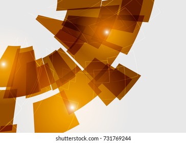 Orange abstract template for card or banner. Metal Background with waves and reflections. Business background, silver, illustration. Illustration of abstract background with a metallic element