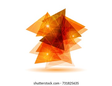 Orange abstract template for card or banner. Metal Background with waves and reflections. Business background, silver, illustration. Illustration of abstract background with a metallic element
