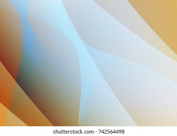 Orange abstract template for card or banner. Metal Background with waves and reflections. Business background, silver, illustration. Illustration of abstract background with a metallic element