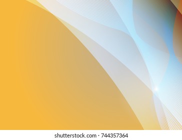 Orange abstract template for card or banner. Metal Background with waves and reflections. Business background, silver, illustration. Illustration of abstract background with a metallic element