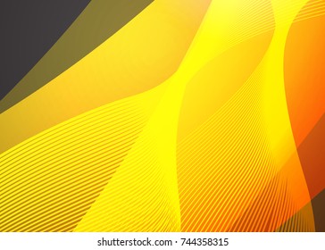 Orange abstract template for card or banner. Metal Background with waves and reflections. Business background, silver, illustration. Illustration of abstract background with a metallic element