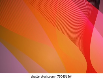 Orange abstract template for card or banner. Metal Background with waves and reflections. Business background, silver, illustration. Illustration of abstract background with a metallic element