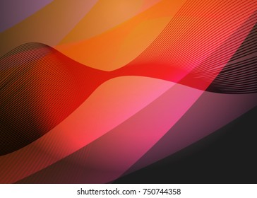 Orange abstract template for card or banner. Metal Background with waves and reflections. Business background, silver, illustration. Illustration of abstract background with a metallic element