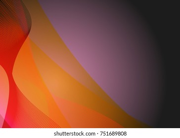 Orange abstract template for card or banner. Metal Background with waves and reflections. Business background, silver, illustration. Illustration of abstract background with a metallic element
