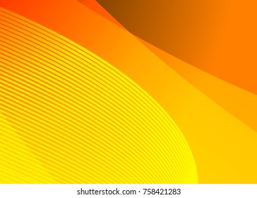 Orange abstract template for card or banner. Metal Background with waves and reflections. Business background, silver, illustration. Illustration of abstract background with a metallic element