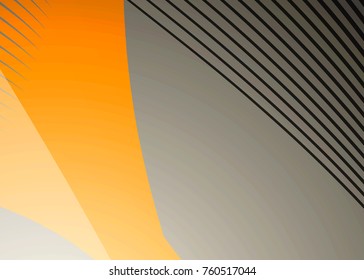 Orange abstract template for card or banner. Metal Background with waves and reflections. Business background, silver, illustration. Illustration of abstract background with a metallic element