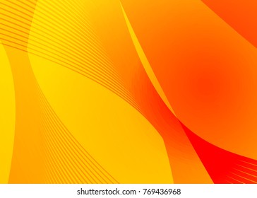 Orange abstract template for card or banner. Metal Background with waves and reflections. Business background, silver, illustration. Illustration of abstract background with a metallic element