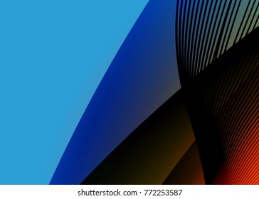 Orange abstract template for card or banner. Metal Background with waves and reflections. Business background, silver, illustration. Illustration of abstract background with a metallic element