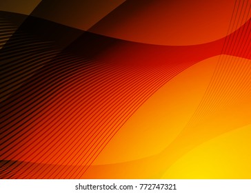 Orange abstract template for card or banner. Metal Background with waves and reflections. Business background, silver, illustration. Illustration of abstract background with a metallic element