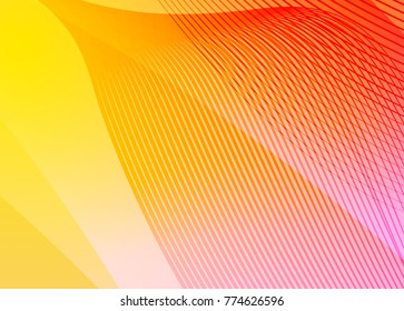 Orange abstract template for card or banner. Metal Background with waves and reflections. Business background, silver, illustration. Illustration of abstract background with a metallic element