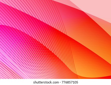 Orange abstract template for card or banner. Metal Background with waves and reflections. Business background, silver, illustration. Illustration of abstract background with a metallic element