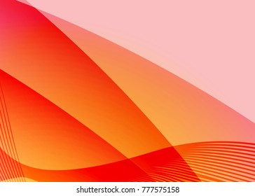 Orange abstract template for card or banner. Metal Background with waves and reflections. Business background, silver, illustration. Illustration of abstract background with a metallic element