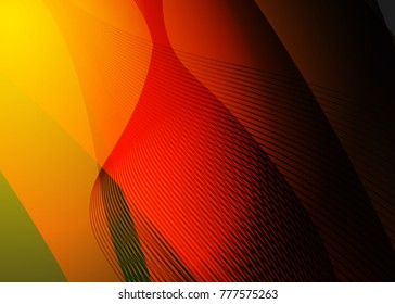 Orange abstract template for card or banner. Metal Background with waves and reflections. Business background, silver, illustration. Illustration of abstract background with a metallic element