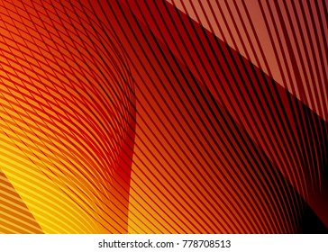 Orange abstract template for card or banner. Metal Background with waves and reflections. Business background, silver, illustration. Illustration of abstract background with a metallic element