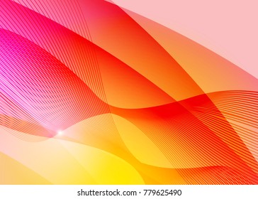 Orange abstract template for card or banner. Metal Background with waves and reflections. Business background, silver, illustration. Illustration of abstract background with a metallic element