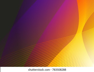 Orange abstract template for card or banner. Metal Background with waves and reflections. Business background, silver, illustration. Illustration of abstract background with a metallic element