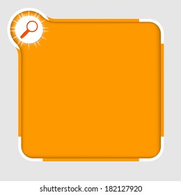 orange abstract text frame for text with magnifier