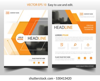 Orange abstract triangle annual report Brochure design template vector. Business Flyers infographic magazine poster.Abstract layout template ,Book Cover presentation portfolio.