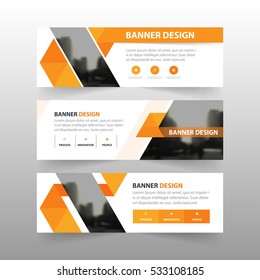 Orange Abstract Triangle Corporate Business Banner Template, Horizontal Advertising Layout Flat Design Set , Clean Abstract Cover Header Website Design