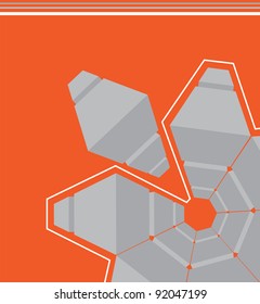 Orange abstract vector background with 3D object