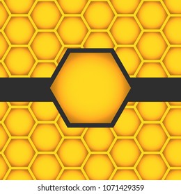 Orange abstract vector honey background - vector illustration. pattern hexagons grey with structure of honeycomb and space to write your own text. Template with place for logo or business card