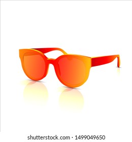 Orange abstract vector sunglasses with colored lenses. Fashion trendy eyewear. Isolated on white background.