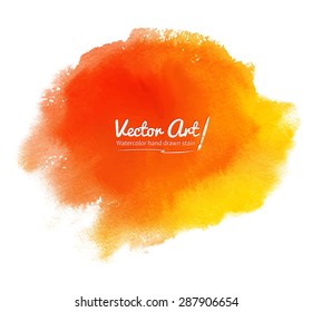 Orange abstract vector watercolor background.