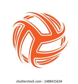 Orange abstract volleyball symbol isolated on white background