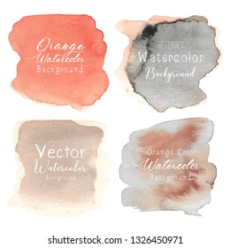 Orange abstract watercolor background. Vector illustration.