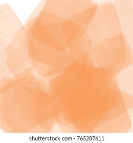 orange abstract watercolor pattern with squared transparent areas on white background, vector illustration
