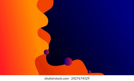 Orange abstrakte Wellen kollidieren mit blauem Hintergrund abstrakter Präsentationshintergrund