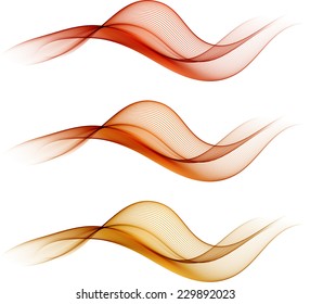 Orange abstract waves isolated on white
