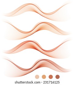 Orange abstract waves isolated on white