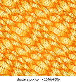 Orange abstract wavy hair vector seamless pattern