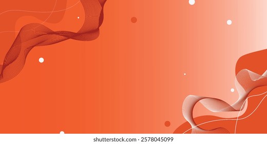 Orange abstract, wavy transition. Light to dark gradual yellow waves. Dune, desert, tulle, sunset, citrus, buddhist monk. Carrot hair. Gradual change. White background. Intangible Illustration Vector