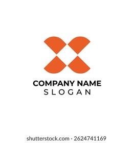 Logotipo em forma de X abstrato laranja para marca corporativa